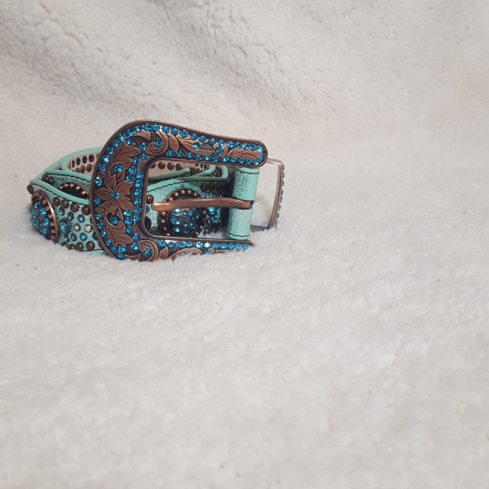 Nocona Western Rhinestone Leather Belt